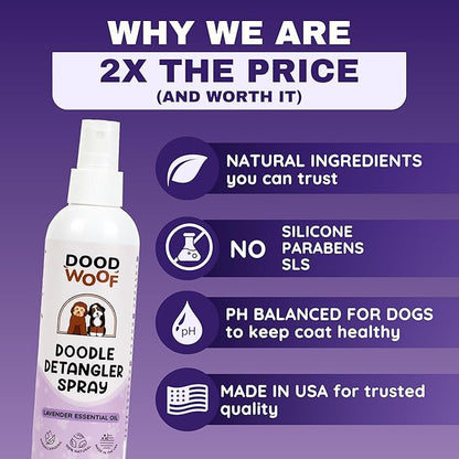 Dog Detangler Spray Dematting for Doodle - Natural Dog Leave in Conditioner Spray for Grooming and Mat Removal, Detangler Spray for Dogs Matted Hair, Puppy Poodle Detangler & Grooming