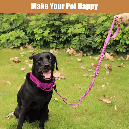 Tactical Dog Collar Leash Set, Adjustable Military Training Nylon Collar Dog Training with Control Handleand Metal Buckle, Dog Collar for Medium Large Dogs (Pink,XL)