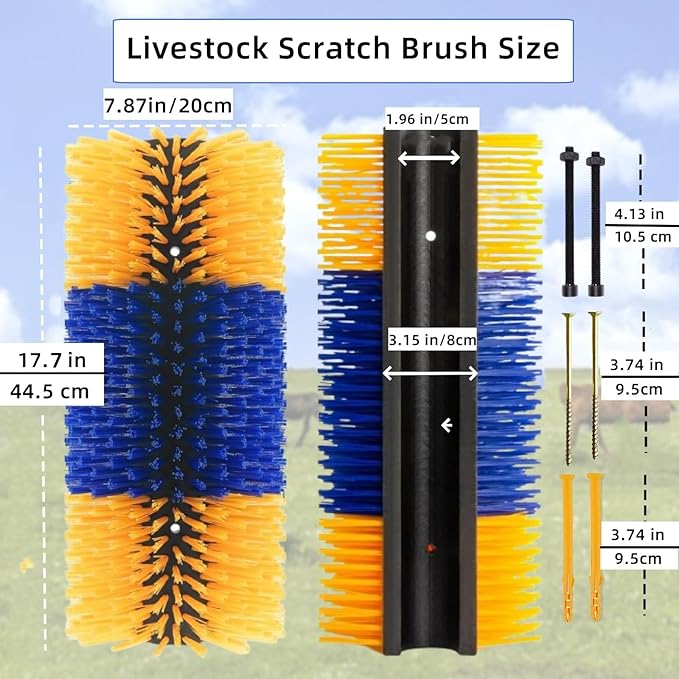 Livestock Scratch Brush,Goat Cow Horse Pig Dog Livestock Brushes for Scratcher, Big Goat Scratching Post for Animal Self-Grooming, Clean The Fur,Protecting Fences