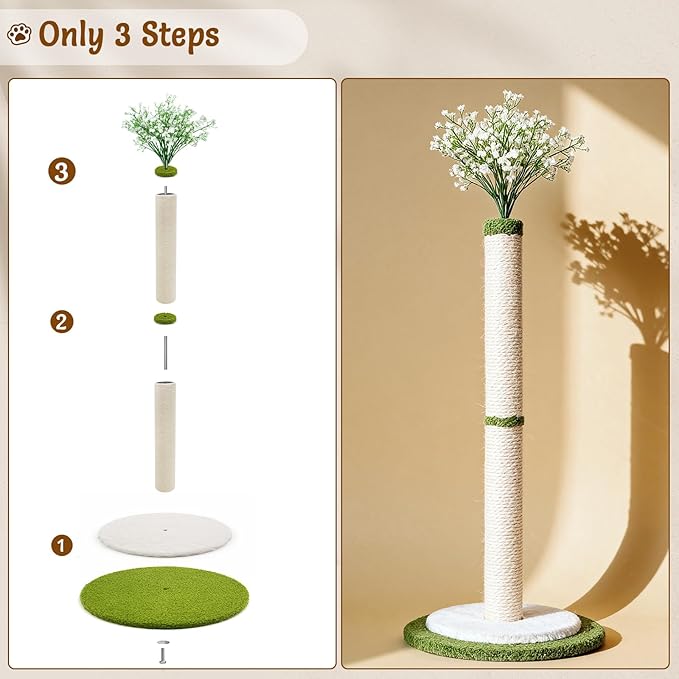 CWV 45" Tall Cat Scratching Post, Cute Starlight Bouquet Cat Scratcher for Indoor Adult Cats & Kittens, Cat Tree with Sturdy Base, Sisal Rope, Interactive Toys & Cat Gifts, Rascadores para Gatos