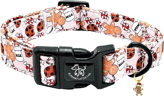 Elegant little tail Christmas Dog Collar, Pet Collar Cotton Soft Gingerbread Man Winter Dog Collars Holiday with Quick Release Buckle Pet Puppy Collar for X-Small Puppy