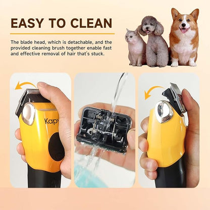 Kapvis Dog Clippers for Grooming Thick Hair with LED Light,Cat Shaver,and Sheep Shears for Thick/Matted/Knotted/Fine/Curly Hair,Works with or Without Power Cord