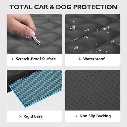 ROUWINNE Back Seat Extender for Dogs-Upgraded Egg Crate Foam, Soft Dog Car Seat Cover Holds 420lbs, Sturdy Backseat Extender for Dogs, Waterproof Pet Car Bed Dog Hammock for Car, SUV, Truck