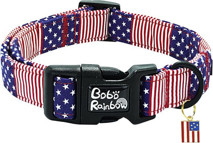 Independence Dog Collar-American Flag Pet Collar Adjustable Cute Soft Collars Holiday Comfortable Cotton Puppy Collar for X-Small Dogs