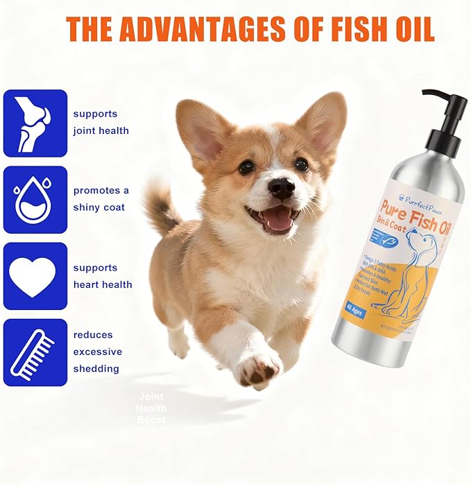 PurrfectPaws Wild Alaskan Omega-3 Blend Pollock + Salmon Oil for Dogs and Cats- Skin and Coat Support, Omega 3 Supplement for Pets, 16oz
