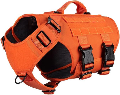 ICEFANG GN3 Tactical Dog Harness with 6X Buckle,Dog Molle Vest with Handle,3/4 Body Coverage,Hook and Loop Panel for ID Patch,No Pulling Front Clip (L (28"-35" Chest), Orange)
