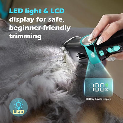 FuzzyFix Cat Clippers for Grooming with 5-in-1 Blade, Cat Grooming Kit Cordless Rechargeable Hair Trimmer Detachable Stainless Steel Blade Pet Shaver for Small Kitty Paw Face Head Body