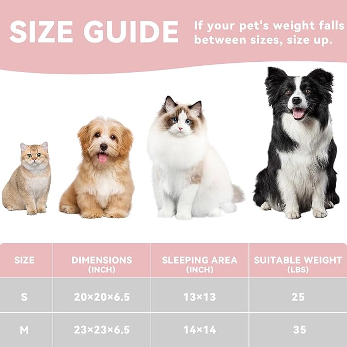 Zerbuger 23in Round Cat Dog Bed for Large Medium Small Dogs Cats, Machine Washable Sleeping Sofa, Non-Slip Bottom Breathable Soft Calming Pet Cuddler for Indoor/Outdoor/Car/Cage, Brown