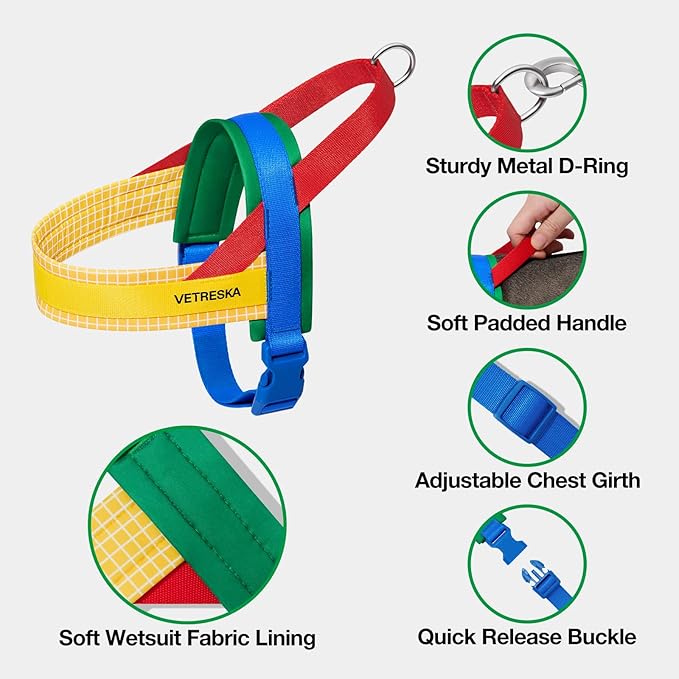 VETRESKA MoMA Dog Harness and Leash Set, Easy Walk Dog Harness for Small Medium Dogs, No Pull Puppy Harness for Walking and Training, Adjustable, Take Control & Anti-Twist Pet Lead Combo(Yellow, XS)