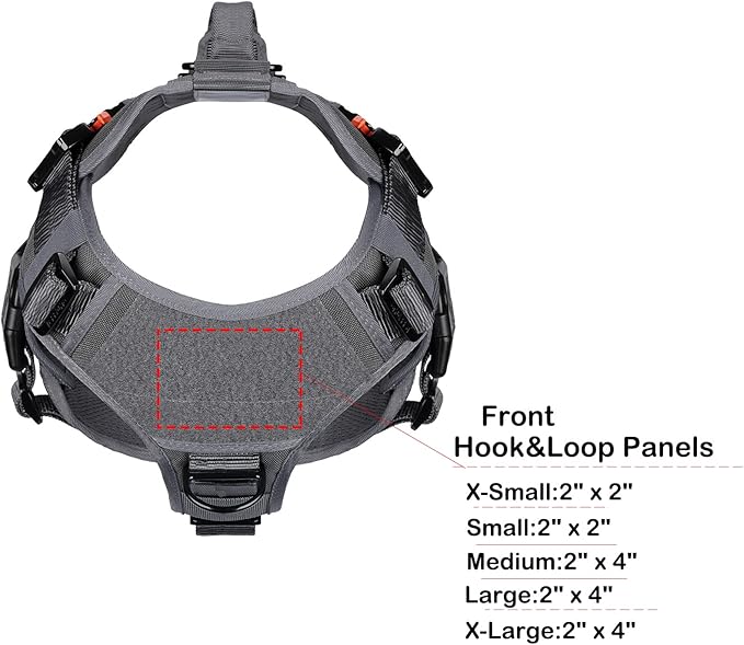 ICEFANG GN3 Tactical Dog Harness with 6X Buckle,Dog Molle Vest with Handle,3/4 Body Coverage,Hook and Loop Panel for ID Patch,No Pulling Front Clip (XL (32"-39" Girth), Wolf Gray)