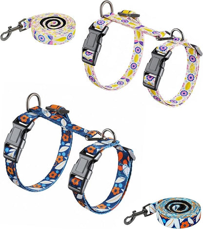 Halypet 2-Pack Cat Harness and Leash Set, Escape Proof 3-in-1 Adjustable Harness for Cats, Soft Lightweight, Easy On & Control for Walking, Travel & Outdoor Use, Small (White & Navy)