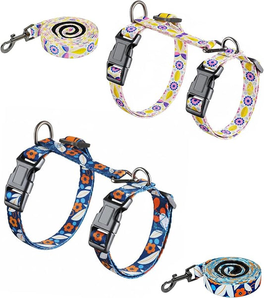 Halypet 2-Pack Cat Harness and Leash Set, Escape Proof 3-in-1 Adjustable Harness for Cats, Soft Lightweight, Easy On & Control for Walking, Travel & Outdoor Use, Medium (White & Navy)