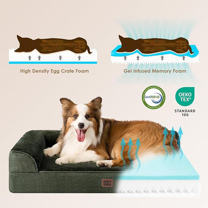 EHEYCIGA Extra Large Dog Bed Othorpedic, Memory Foam XL Dog Bed with Washable Removable Cover, Waterproof Pet Sofa Couch XLarge Size Dogs with Nonskid Bottom, 44x32x6.5, Dark Green