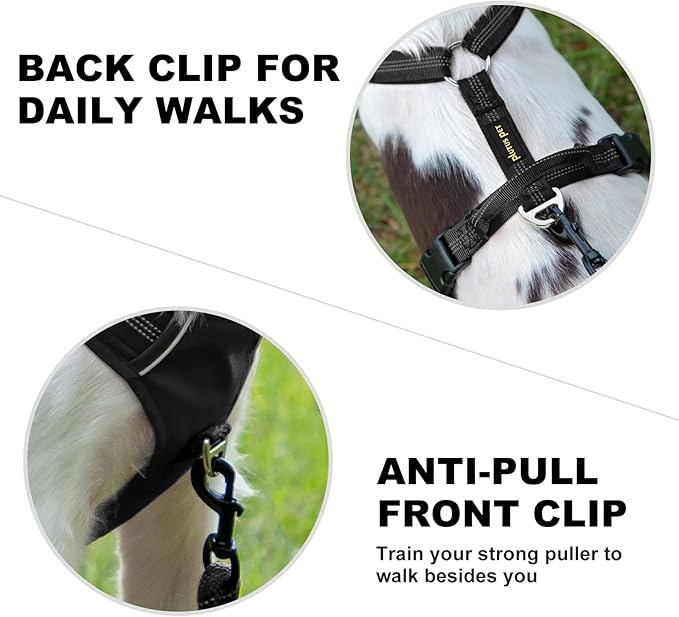 Plutus Pet No Pull Dog Harness, Reflective Adjustable Dog Vest Harness with Handle, Escape Proof, Soft Padded for Small Medium Large Dogs (Black, L)