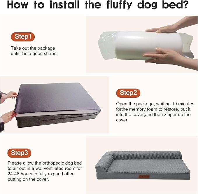Rainmr Orthopedic Dog Bed Medium Size Dog, Memory Foam Dogs Bed for Medium Dogs, Washable Removable Cover, Nonskid Bottom, Waterproof, for Indoor, Outdoor, Crate ＆ Car Use, 35x23x6 Inches, Dark Grey