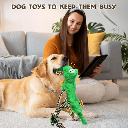 No Stuffing Squeaky Dog Toys,Tug of War Dog Toy with Pull Rope, Interactive Dog Toys Dog Gifts for Small,Medium Dog