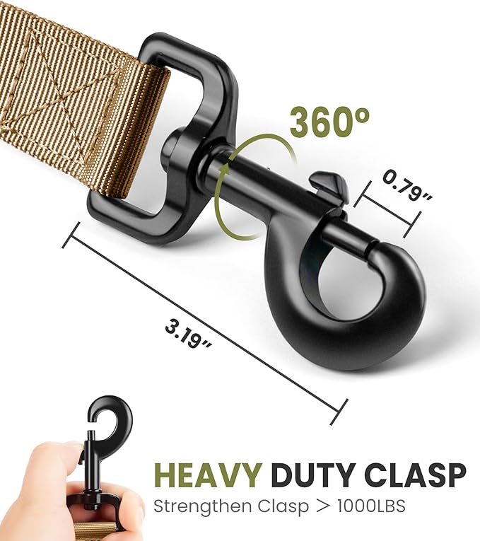 OutdoorMaster Bungee Dog Leash, Heavy Duty Dog Leash with Shock Absorption, 2 Padded Handles Training Leash, Improved Dog Safety and Comfort (Brown, 4 FT)