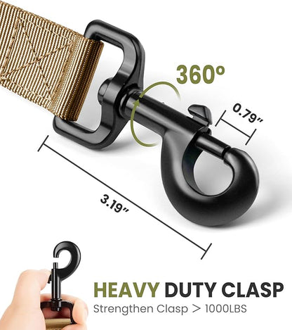 OutdoorMaster Bungee Dog Leash, Heavy Duty Dog Leash with Shock Absorption, 2 Padded Handles Training Leash, Improved Dog Safety and Comfort (Brown, 4 FT)