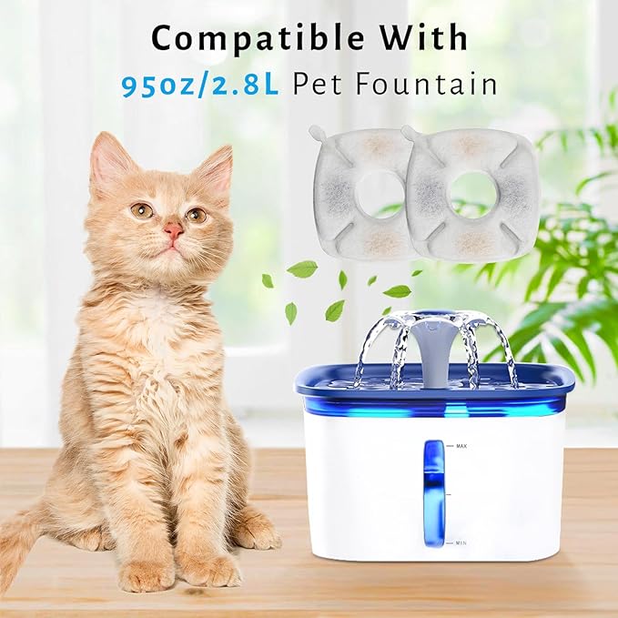DOOOB 48 Pcs Cat Water Fountain Filter, 24 Packs Cat Fountain Filter, Cat Fountain Replacement Filters, Pet Water Fountain Filters for 95oz/2.8L Pet Water Fountain