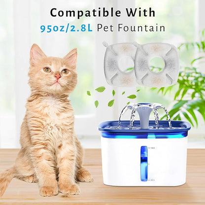 DOOOB 48 Pcs Cat Water Fountain Filter, 24 Packs Cat Fountain Filter, Cat Fountain Replacement Filters, Pet Water Fountain Filters for 95oz/2.8L Pet Water Fountain