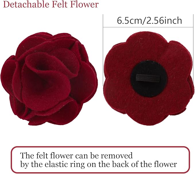 ARING PET Velvet Dog Collars, Christmas Red Soft Pet Collar with Detachable Felt Flower Metal Buckle for Puppy Small Medium Large Boy Girl Dogs-XS