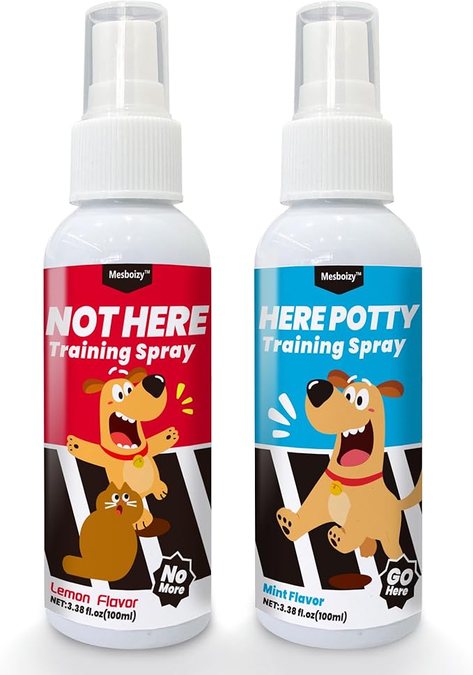 Mesboizy Dog Pee Spray Set, Includes Here Potty & Not Here Training Spray, Puppy Pee Spray, Helps Dogs Develop Proper Potty Habitss (3.38 fl oz Each)