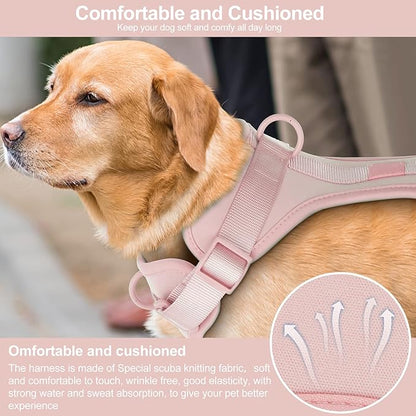 Wisedog No Pull Lightweight Dog Vest Harness with Soft and Comfortable Cushion, Breathable Mesh, for Small Medium Large Dogs Walking (S(Neck: 9.84"-14.17";Chest: 14.17"-22.05"), Gossamer Pink)