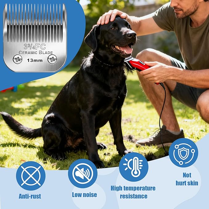 Dog Grooming Replacement Blades Compatible with Andis Dog Clipper, Dog Clipper Blades Compatible with Oster A5,Wahl KM-10 Series Dog Clipper,3FC Blades (13mm)