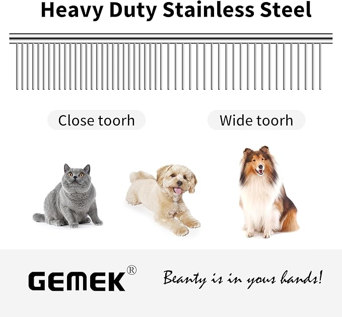 GEMEK Dog Grooming Scissors with Safety Round Tips Stainless Steel Professional Dog Grooming Kit - Thinning, Curved Scissors and Comb for Cat Pet (Pink 4 in 1)