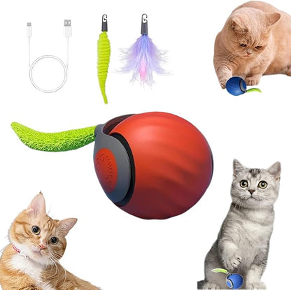 AMATFFUG Speedy Tail 2.0 Cat Toy,Interactive Cat Ball,CatToys for Indoor Cats,Chewie Viral CatBall,Adjustable Sports Rolling Toy,Electric RollingBall Christmas Birthday Gift for Pets.(Orange)
