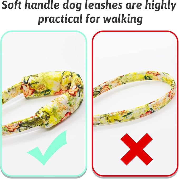 Dog Collar and Leash Set Girls Adjustable Puppy Collars with Floral Bow Tie for Small Medium Large Female Dogs, Yellow Rose, L