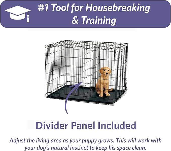 MidWest Homes for Pets 22-Inch iCrate Folding Dog Crate with Divider Panel, Leak-Proof Tray & Secure Latches – Metal Wire Kennel for XS Breeds – Portable, Durable & Easy to Assemble