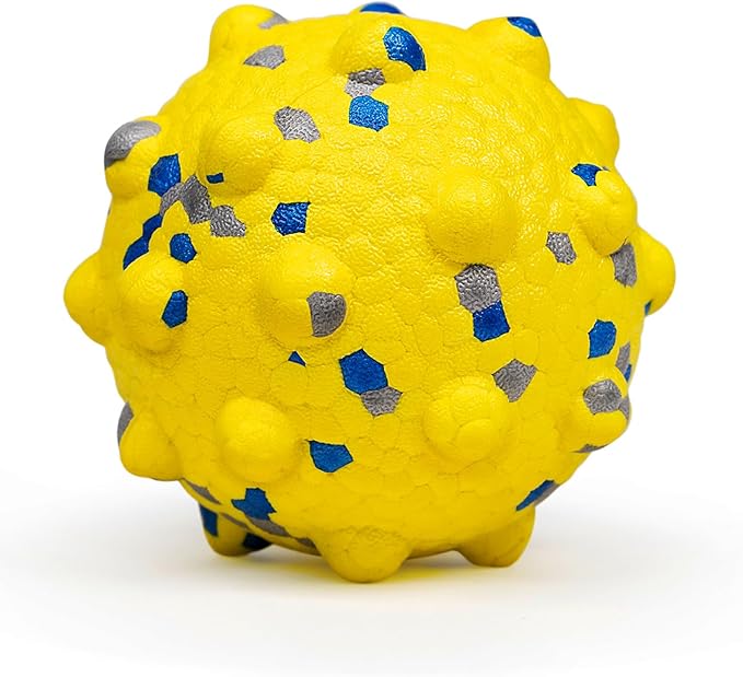 Moonorange 3.7'' Dog Balls for Dogs Aggressive Chewers Indestructible Tennis Durable Bouncy Interactive Dog Toy Balls for Fetch Game Floating Balls (Yellow Large)