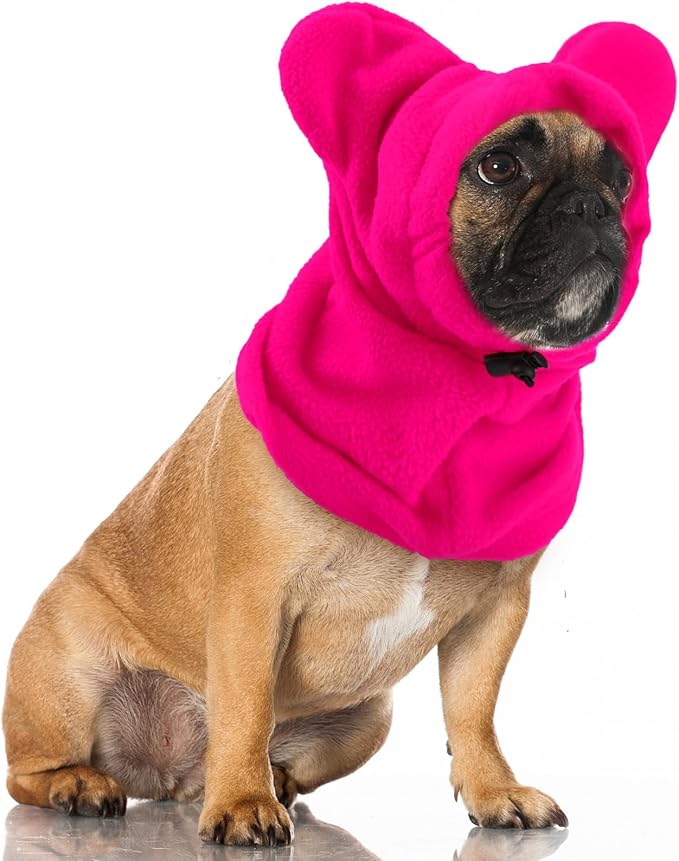 Clysee Winter Dog Hats Quiet Ears for Dogs Ear Muffs Pet Neck Warmer Scarf Hoodie Noise Protection Cover Beanie Head Wrap Costume for Pet Dog Cats(Rose Red,S)
