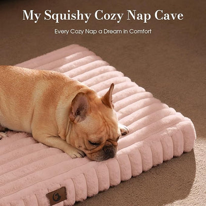 Cozila Large Orthopedic Dog Crate Bed with Waterproof Lining, Soft Short Plush Surface & Egg Crate Foam for Calming Puppy, Machine Washable Pet Bed with Removable Cover & Anti Slip Bottom