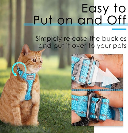 ThinkPet Reflective Breathable Soft Air Mesh No Pull Puppy Choke Free Over Head Vest Harness for Puppy Small Medium Dogs and Cats(Light Blue, XS)