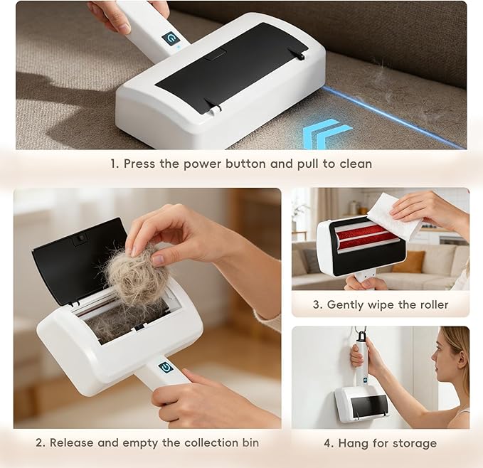 Lintlock Pet Hair Remover for Carpet, Electric Lint Roller Adjustable Handle Reusable Carpet Rake Dog Cat Hair Removal Tool for Carpets, Rugs, Furniture