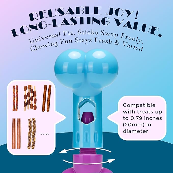 Apasiri Bully Stick Holder for Aggressive Chewers - Tough Dog Toy Prevent Choking and Free Up Your Hands, Bacon Flavored Nylon Chew Toy for Medium & Large Dogs to Keep Them Busy, Gift for Dogs, Pink