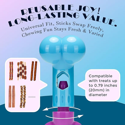Apasiri Bully Stick Holder for Aggressive Chewers - Tough Dog Toy Prevent Choking and Free Up Your Hands, Bacon Flavored Nylon Chew Toy for Medium & Large Dogs to Keep Them Busy, Gift for Dogs, Pink