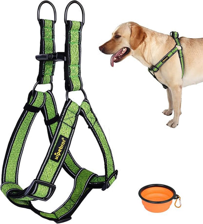 Xipebros No Pull Dog Harness with Reflective Adjustable,Stops Pets from Pulling and Choking On Walks for Large Dogs (Green, XXL)