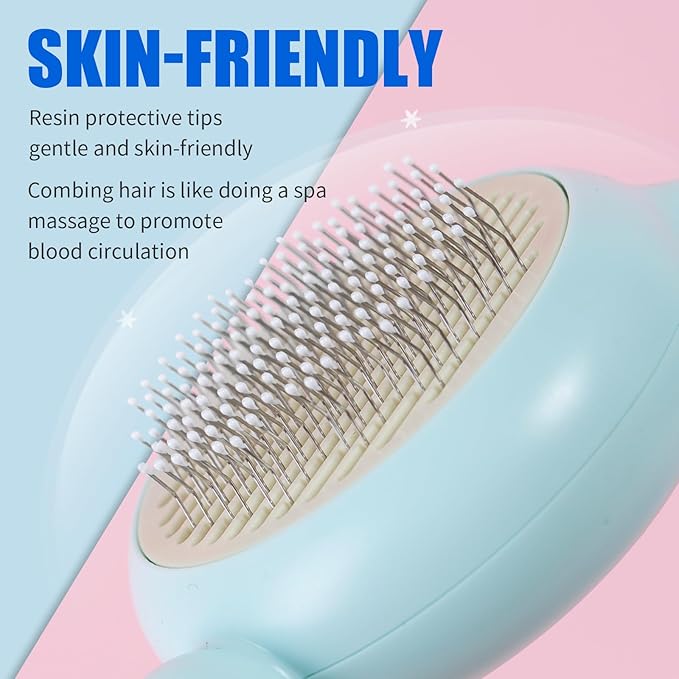 VIOJOJO Cat Brush Dog brushes with Release Button for Shedding Grooming, suit for Long or Medium Haired Cats, Lightweight Skin Friendly Pet Brush Hair Removal Comb Brushes for Kitten