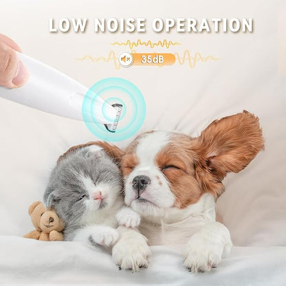 2026 New Pet Precision Trimmer, Dog Paw Trimmer with LED Light, Low Noise, IP68 Waterproof, Dual-Speed Motor, Suit for Trimming Paw, Ear, Face, Butt, Eyebrows, USB Rechageble