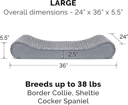 Furhaven Cooling Gel Dog Bed for Large/Medium Dogs w/ Removable Washable Cover, For Dogs Up to 38 lbs - Ultra Plush Faux Fur & Suede Luxe Lounger Contour Mattress - Gray, Large