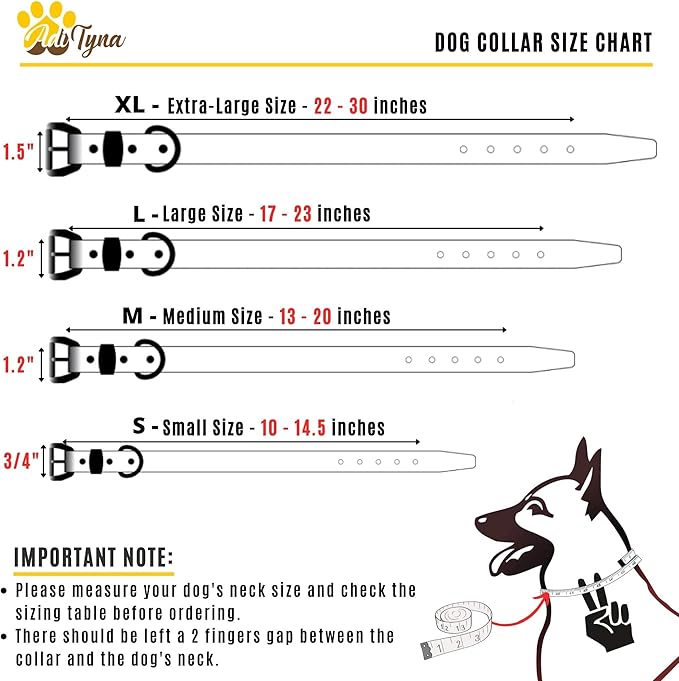 ADITYNA Heavy-Duty Leather Dog Collar for Medium Dogs - Soft Padded for Comfort - Red Dog Collar for Walking, Training, and Hiking