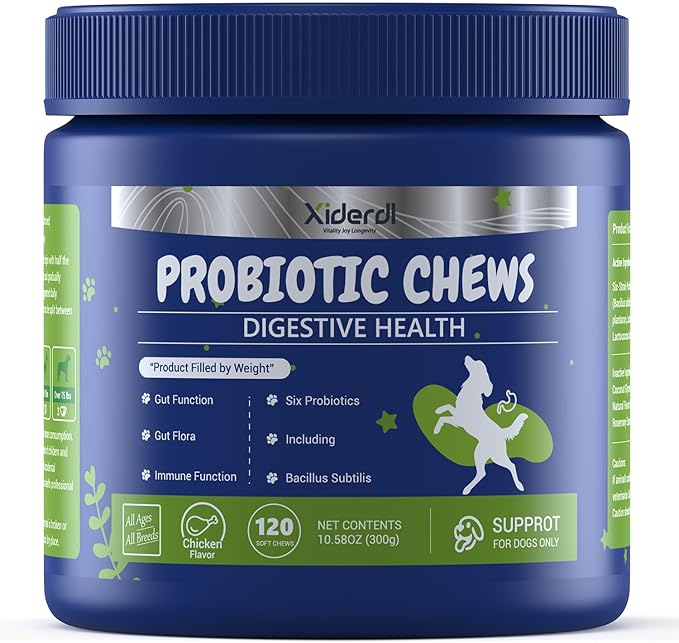 Dog Probiotic Soft Chews – 6-Strain Blend for Digestive & Immune Health – Supports Gut Balance, Reduces Gas, Tasty Daily Treat for Dogs-120 Count