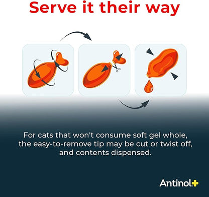 Antinol Plus, Mobility, Hip, and Joint Supplement for Cats, Green-Lipped Mussels and Krill Oil - Cat Joint Supplement, 30 Soft Gels