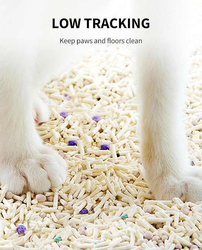 PETKIT Upgraded Clump+ Tofu Mixed Cat Litter, Water Flushable,Ultra Absorbent and Fast Drying, 100% Natural Ingredients Clumping Litter, Dust-Free Low Tracking Bentonite Litter (5.2lb×6bags)