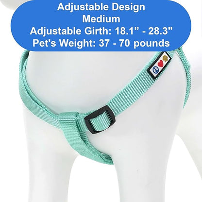 Pawtitas Solid Step-in Dog Harness Adjustable No-Pull Vest for Puppies to Seniors, Safe & Comfortable M Turquoise