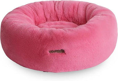 UnHide Floof Pet Bed - Medium (28" x 10") - Extra Soft Dog Bed - Removable Faux Fur Cover - Machine Washable - Helps Ease Pet Anxiety & Provides The Perfect Sleep - Pink