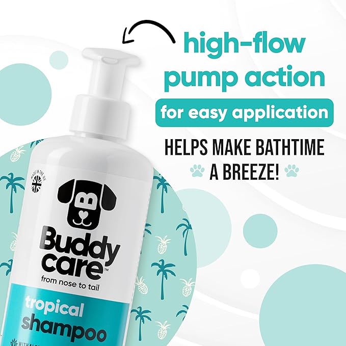 Tropical Dog Shampoo by Buddycare | Deep Cleansing Shampoo for Dogs | Tropical Scented | with Aloe Vera and Pro Vitamin B5 (50.72oz)